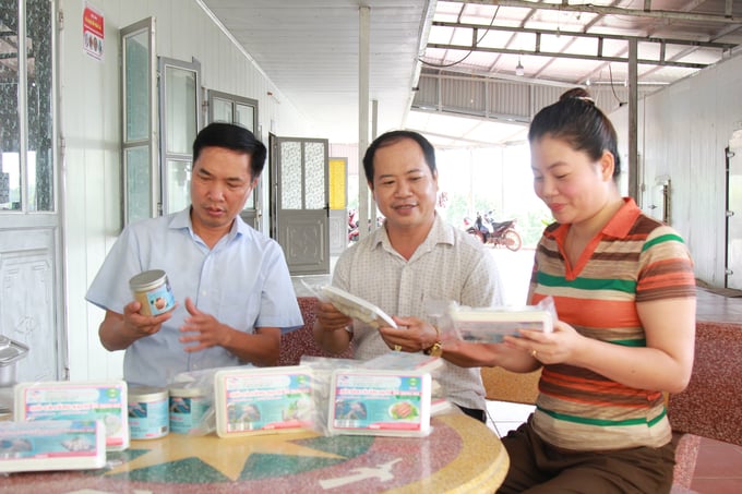 Công ty TNHH Chế biến thủy sản sạch Hải Hà (huyện Yên Bình) có 4 sản phẩm OCOP từ thịt cá lăng. Ảnh: Thanh Tiến.