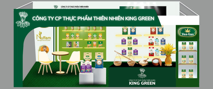 Thiết kế gian hàng số 91 - 94 của Công ty Cổ phần Thực phẩm Thiên nhiên King Green (Vua Gạo) tại Festival quốc tế ngành hàng lúa gạo Việt Nam - Hậu Giang năm 2023. Ảnh: TL.