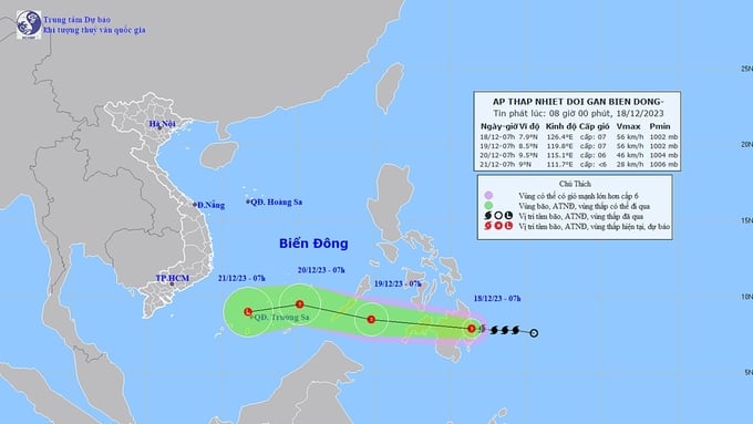 Thời tiết hôm nay 18/12: Tin bão JELAWAT mới nhất. Ảnh: TT KTTV Quốc gia