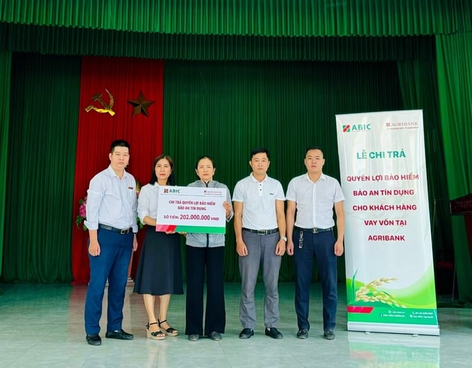 Phòng Kinh doanh bồi thường phối hợp cùng Ngân hàng Agribank chi nhánh Nga Sơn, UBND xã Nga Điền chi trả quản lý bảo hiểm cho khách hàng Cao Văn Khoái (xã Nga Điền, huyện Nga Sơn).