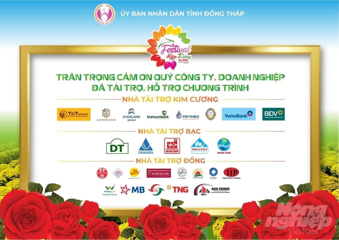 Các đơn vị tài trợ Festival Hoa - Kiểng Sa Đéc lần thứ I năm 2023. Ảnh: Festival.