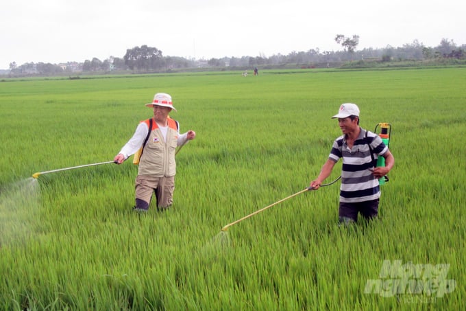 Chế phẩm thảo mộc sinh học được sử dụng để phòng trừ sinh vật gây hại nên nông dân hoàn toàn có thể yên tâm về sức khỏe. Ảnh: Võ Dũng.